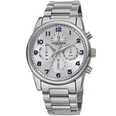 Akribos Xxiv Chronograph Quartz Silver Dial Men's Watch Ak1042ss In Metallic