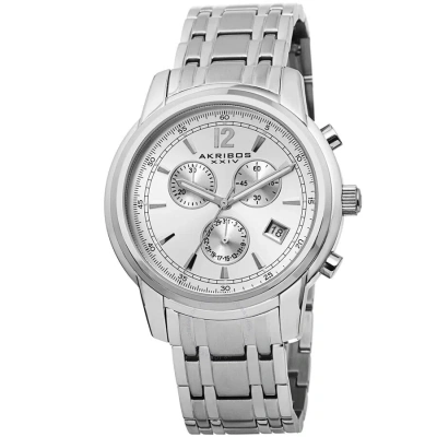 Akribos Xxiv Chronograph Silver Dial Men's Watch Ak692ssw In Metallic