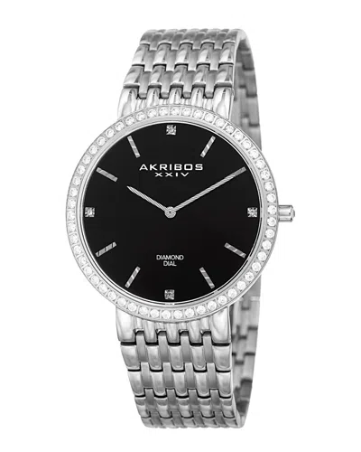 Akribos Xxiv Diamond Accent Stainless Steel Watch