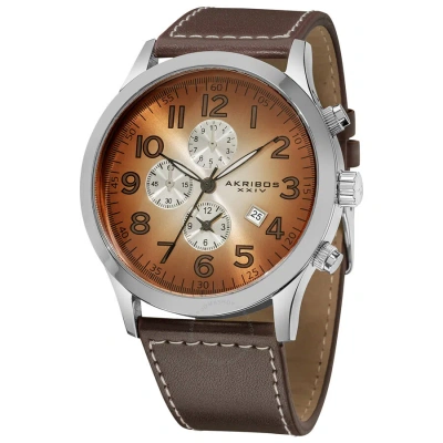 Akribos Xxiv Essential Chronograph Quartz Brown-white Gradient Dial Men's Watch Ak603br In Multi