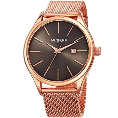 Akribos Xxiv Gunmetal Dial Rose Gold-tone Men's Watch Ak959rggn