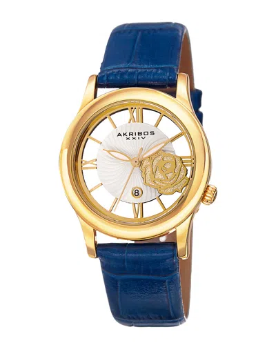 Akribos Xxiv Ladies Leather Watch In Multi