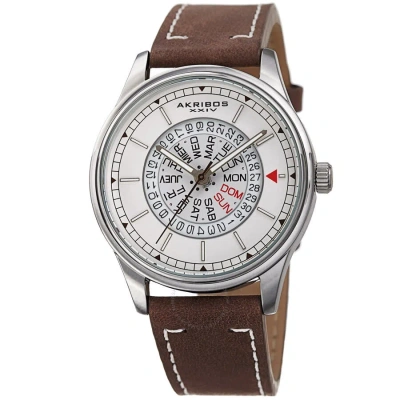 Akribos Xxiv Men's Casual Quartz White Dial Men's Watch P50107 In Brown