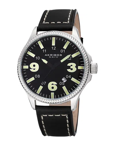 Akribos Xxiv Men's Genuine Leather Watch