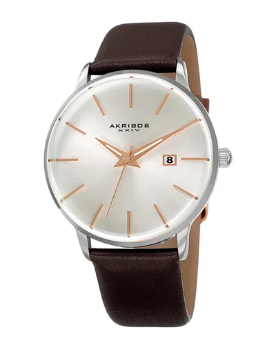 Akribos Xxiv Men's Genuine Leather Watch