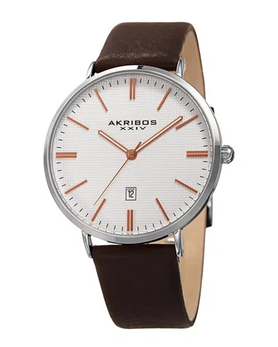 Akribos Xxiv Men's Leather Watch