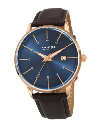 Akribos Xxiv Men's Leather Watch