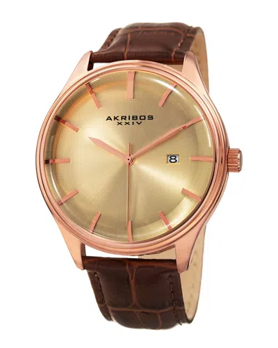 Akribos Xxiv Men's Leather Watch