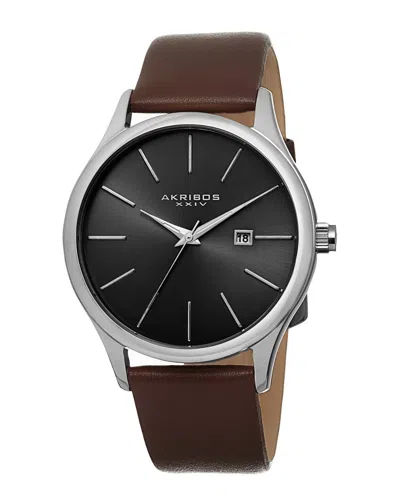 Akribos Xxiv Men's Leather Watch