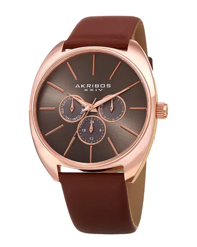 Akribos Xxiv Men's Leather Watch