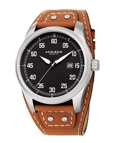 Akribos Xxiv Men's Leather Watch