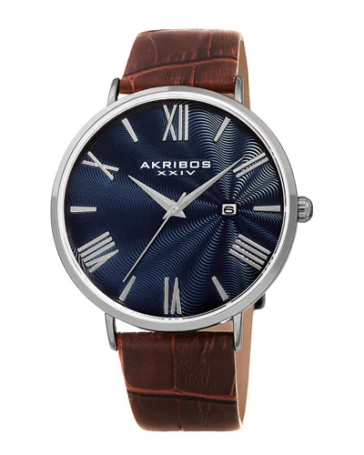 Akribos Xxiv Men's Leather Watch In Brown