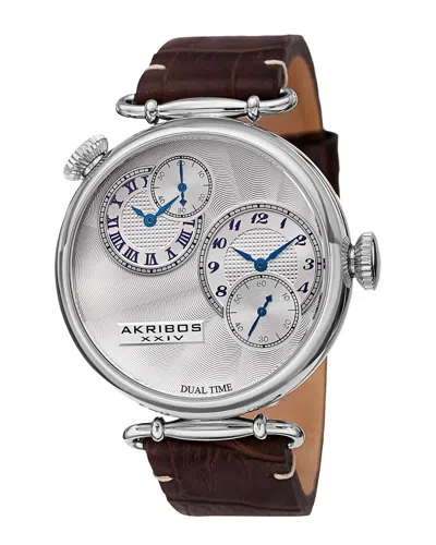 Akribos Xxiv Men's Leather Watch In White