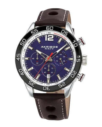 Akribos Xxiv Men's Leather Watch In Blue