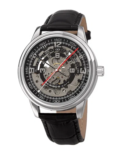 Akribos Xxiv Men's Leather Watch In Metallic