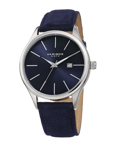 Akribos Xxiv Men's Leather Watch In Blue