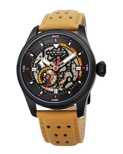Akribos Xxiv Men's Leather Watch In Gray