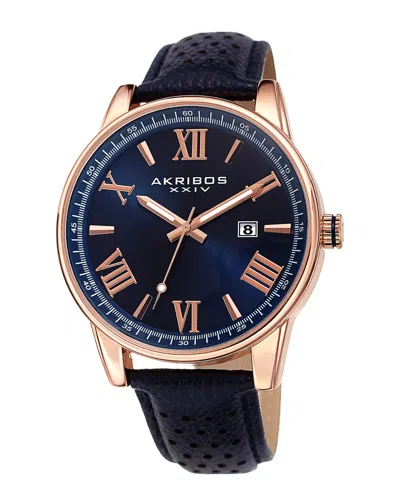 Akribos Xxiv Men's Leather Watch In Purple