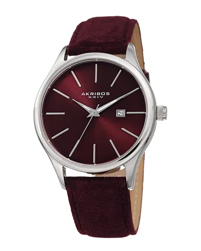 Akribos Xxiv Men's Leather Watch In Gray