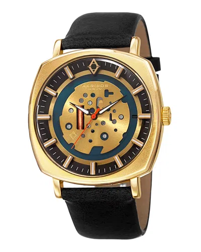 Akribos Xxiv Men's Leather Watch In Multicolor