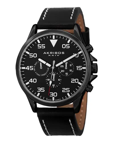 Akribos Xxiv Men's Leather Watch In Multicolor