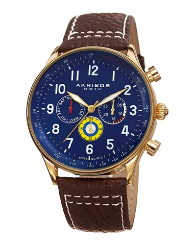 Akribos Xxiv Men's Leather Watch In Multicolor