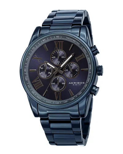 Akribos Xxiv Men's Stainless Steel Watch In Blue
