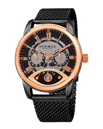 Akribos Xxiv Men's Stainless Steel Watch In Black