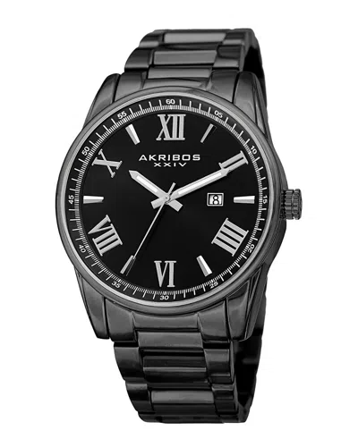 Akribos Xxiv Men's Stainless Steel Watch In Black