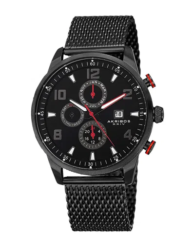 Akribos Xxiv Men's Stainless Steel Watch In Black