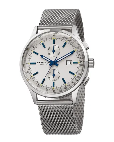 Akribos Xxiv Men's Stainless Steel Watch In Metallic