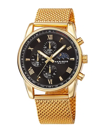 Akribos Xxiv Men's Stainless Steel Watch In Gold