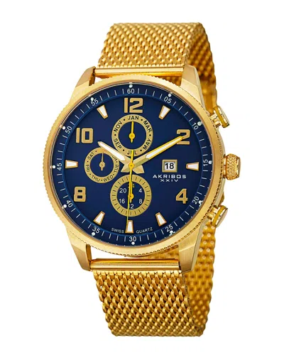 Akribos Xxiv Men's Stainless Steel Watch In Gold