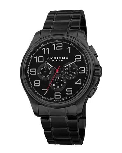 Akribos Xxiv Men's Stainless Steel Watch In Black