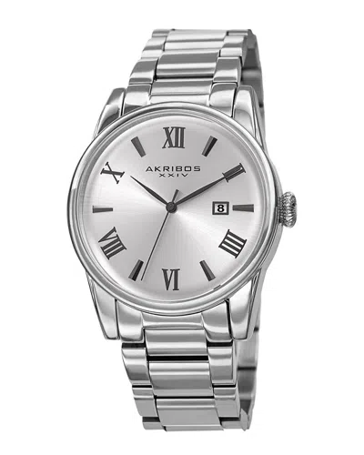 Akribos Xxiv Men's Stainless Steel Watch In Metallic