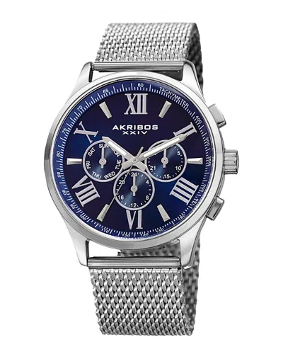 Akribos Xxiv Men's Stainless Steel Watch In Blue