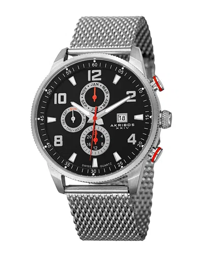 Akribos Xxiv Men's Stainless Steel Watch In Metallic