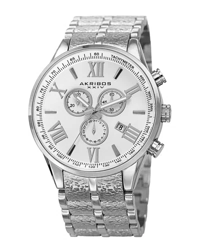 Akribos Xxiv Men's Stainless Steel Watch In Metallic