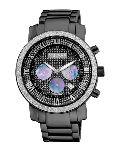 Akribos Xxiv Men's Steel Diamond Watch In Black