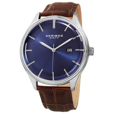 Akribos Xxiv Men's Leather Watch In Brown