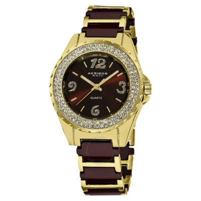 Akribos Xxiv Our Products Quartz Brown Dial Ladies Watch P50114 In Gold