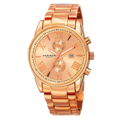 Akribos Xxiv Our Products Quartz Rose Gold Dial Men's Watch P50122 In Pink