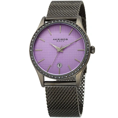 Akribos Xxiv Purple Square-textured Dial Ladies Watch Ak967gnpu