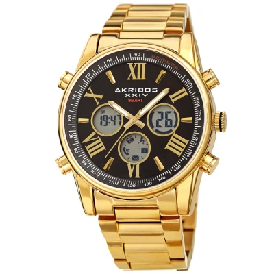 Akribos Xxiv Quartz Black Dial Men's Smart Watch Ak1095ygbk In Gold
