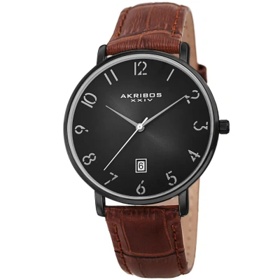 Akribos Xxiv Quartz Black Dial Men's Watch Ak1077bk In Burgundy