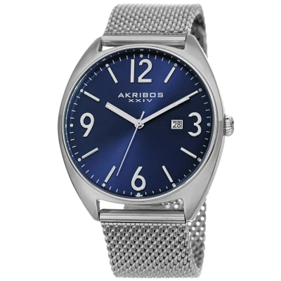 Akribos Xxiv Quartz Blue Dial Men's Watch Ak1026bu In Metallic