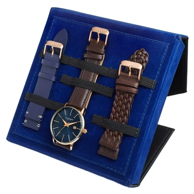 Akribos Xxiv Quartz Blue Dial Men's Watch Ak1104rgbu-s In Brown