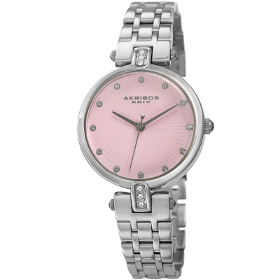 Akribos Xxiv Quartz Crystal Pink Dial Ladies Watch Ak1085pk In Gray