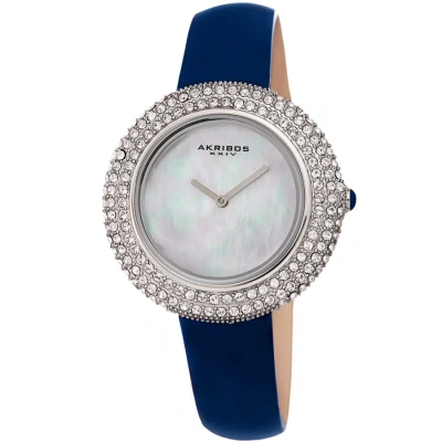 Akribos Xxiv Quartz Crystal White Dial Ladies Watch Ak1049bu In Blue