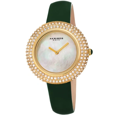 Akribos Xxiv Quartz Crystal White Dial Ladies Watch Ak1049gn In Gold